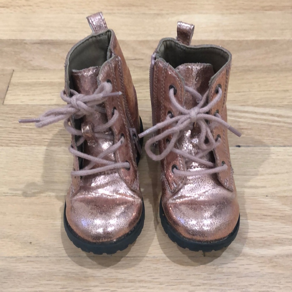 Pink sparkle toddler combat boots